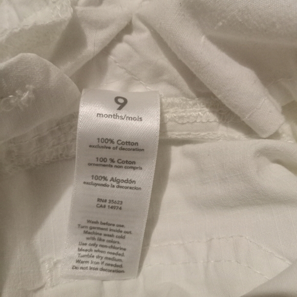 Carter's 100% Cotton White Overall Shorts - Picture 3 of 5